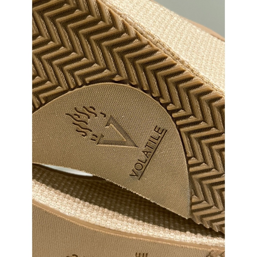 Volatile Women Beige Woven Platform Wedge Thong Sandals Size 8 Tan Flip Flops - Picture 7 of 9